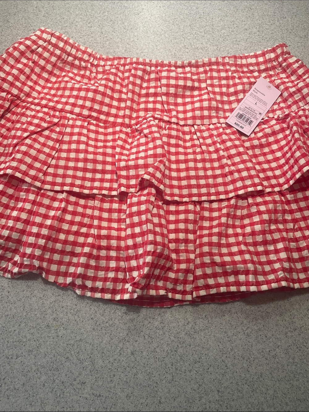 Red and White Gingham Tiered Skort - Picture 1 of 3